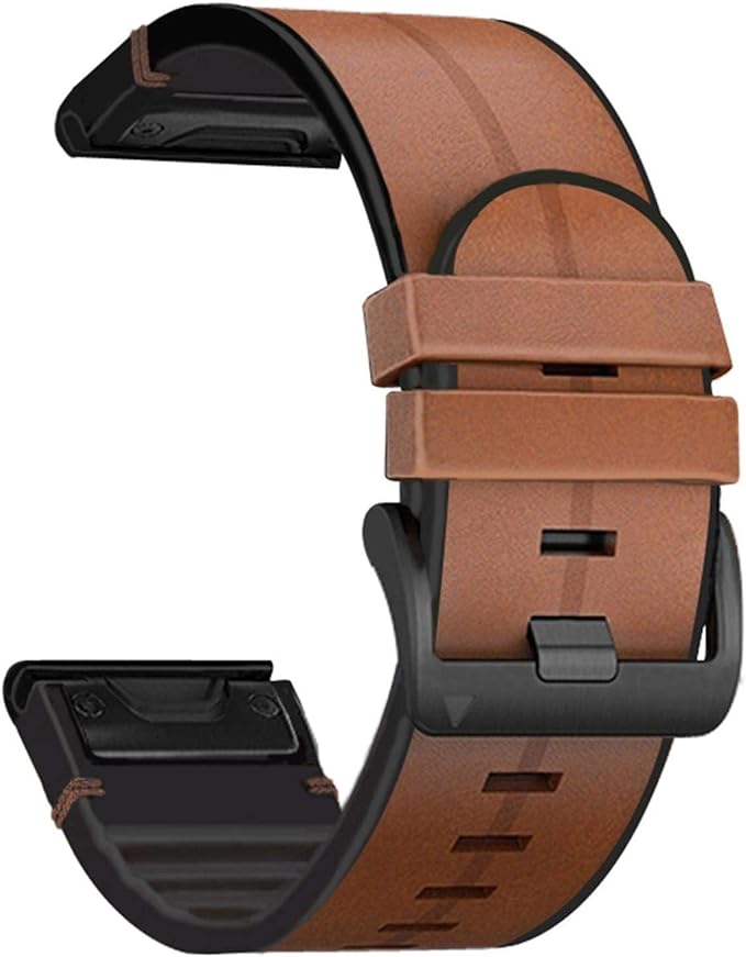 26mm Genuine Leather Hybrid Silicone Watch Band S99870