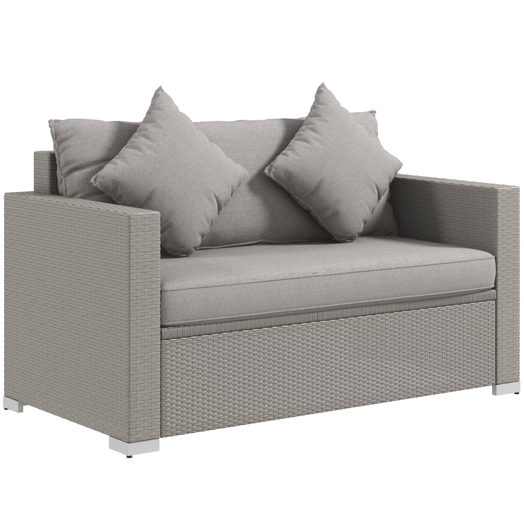 Gray Padded Outdoor Loveseat Sofa T466