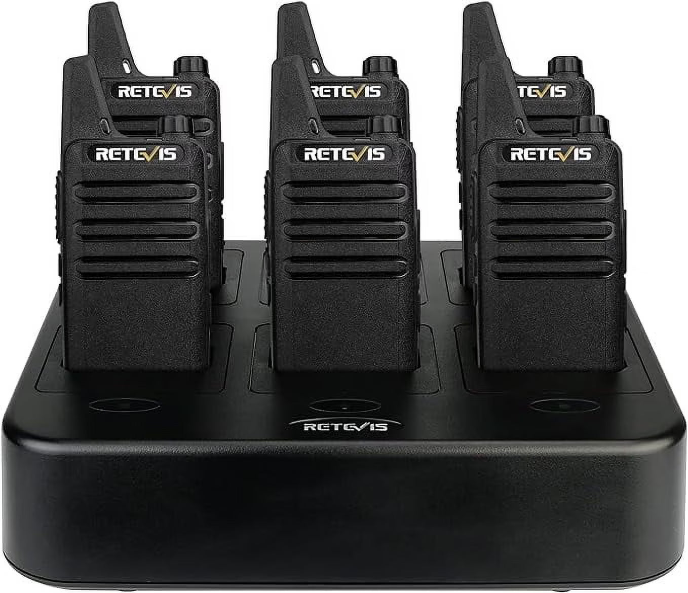 6 Pack Rechargeable Two Way Radios with Multi Gang Charger F74561
