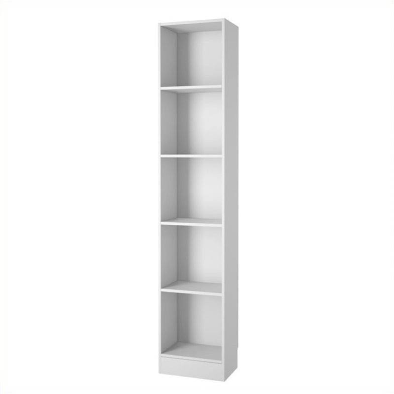White 5 Shelf Narrow Bookcase Y454352