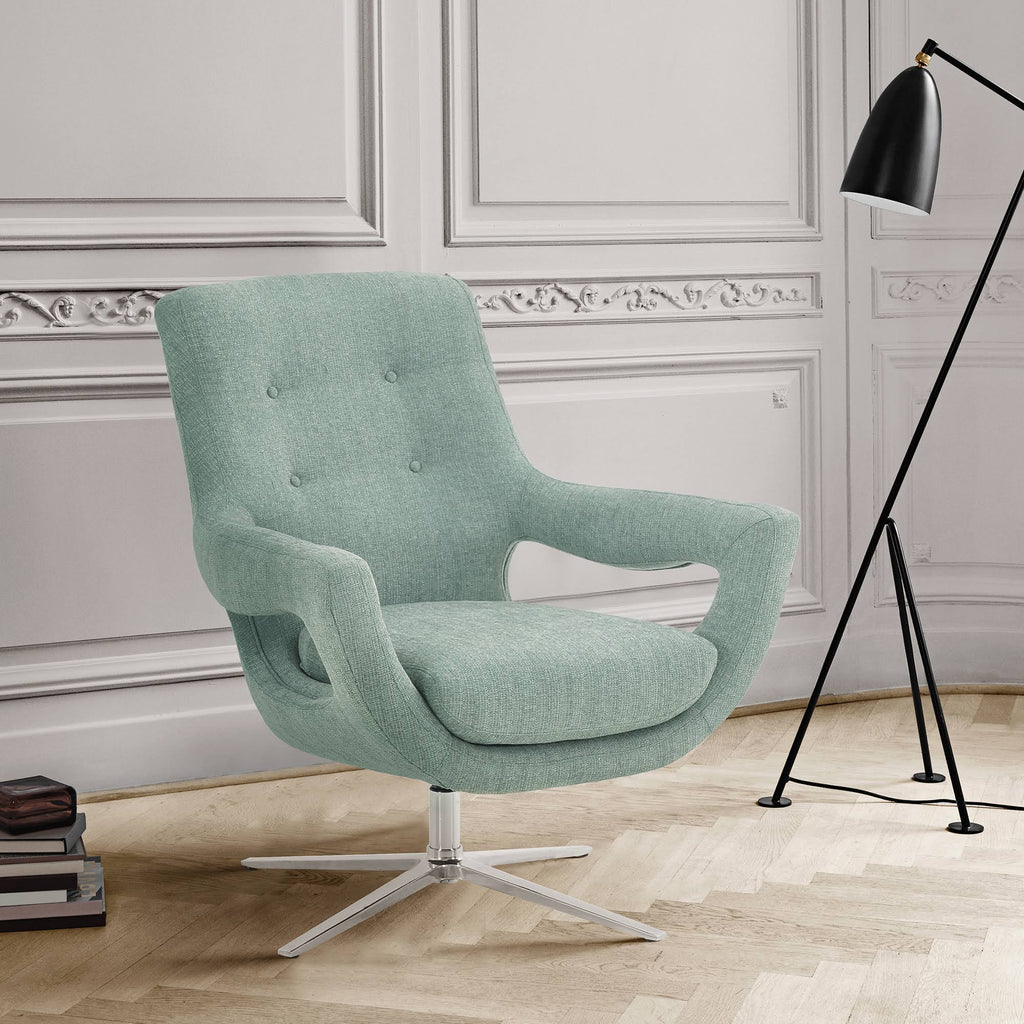 Spa Blue Fabric Adjustable Swivel Accent Chair H644