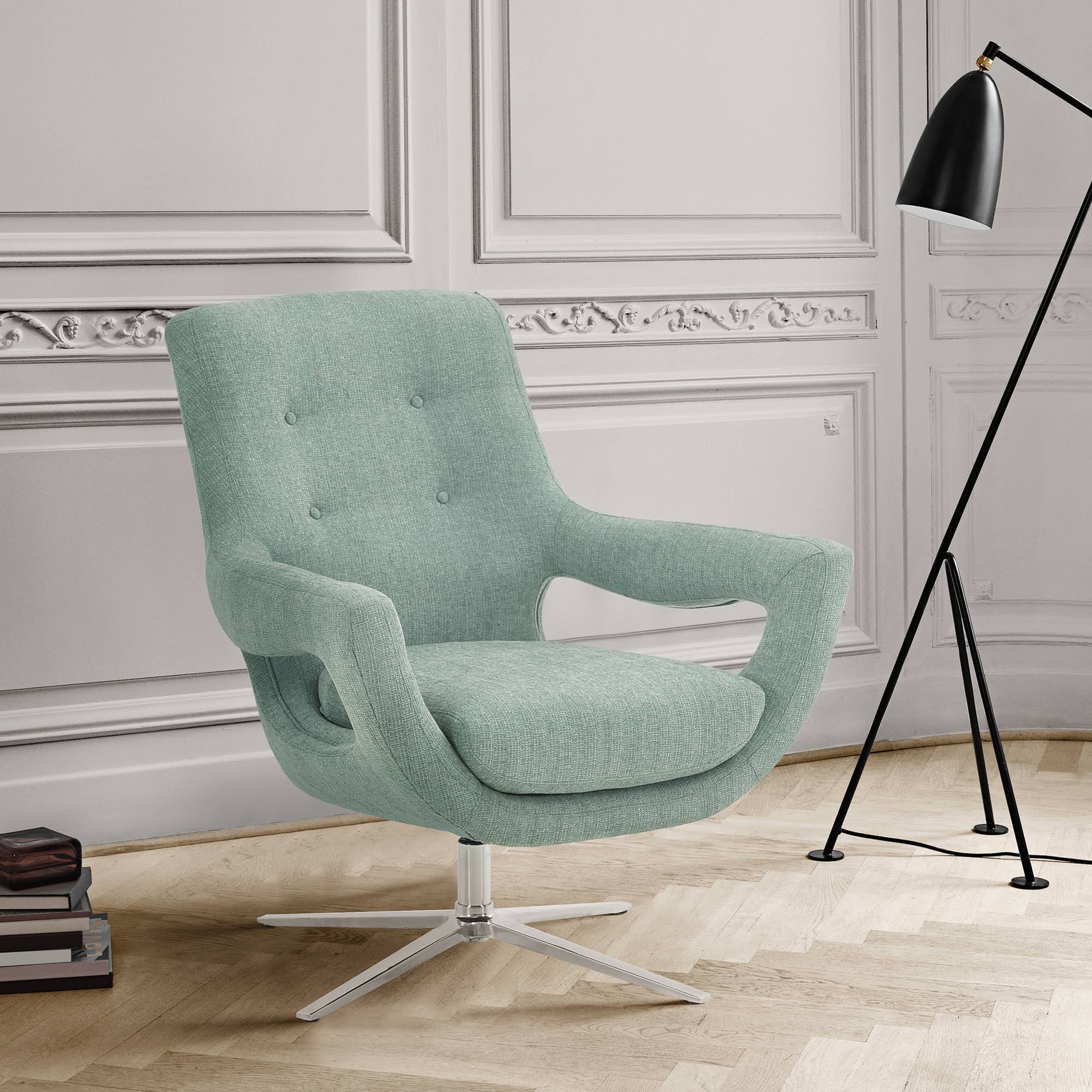 Spa Blue Fabric Adjustable Swivel Accent Chair H644