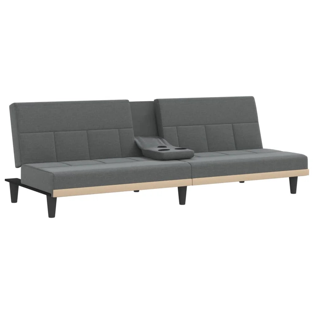 Dark Gray Fabric Sofa Bed with Cup Holders N54093