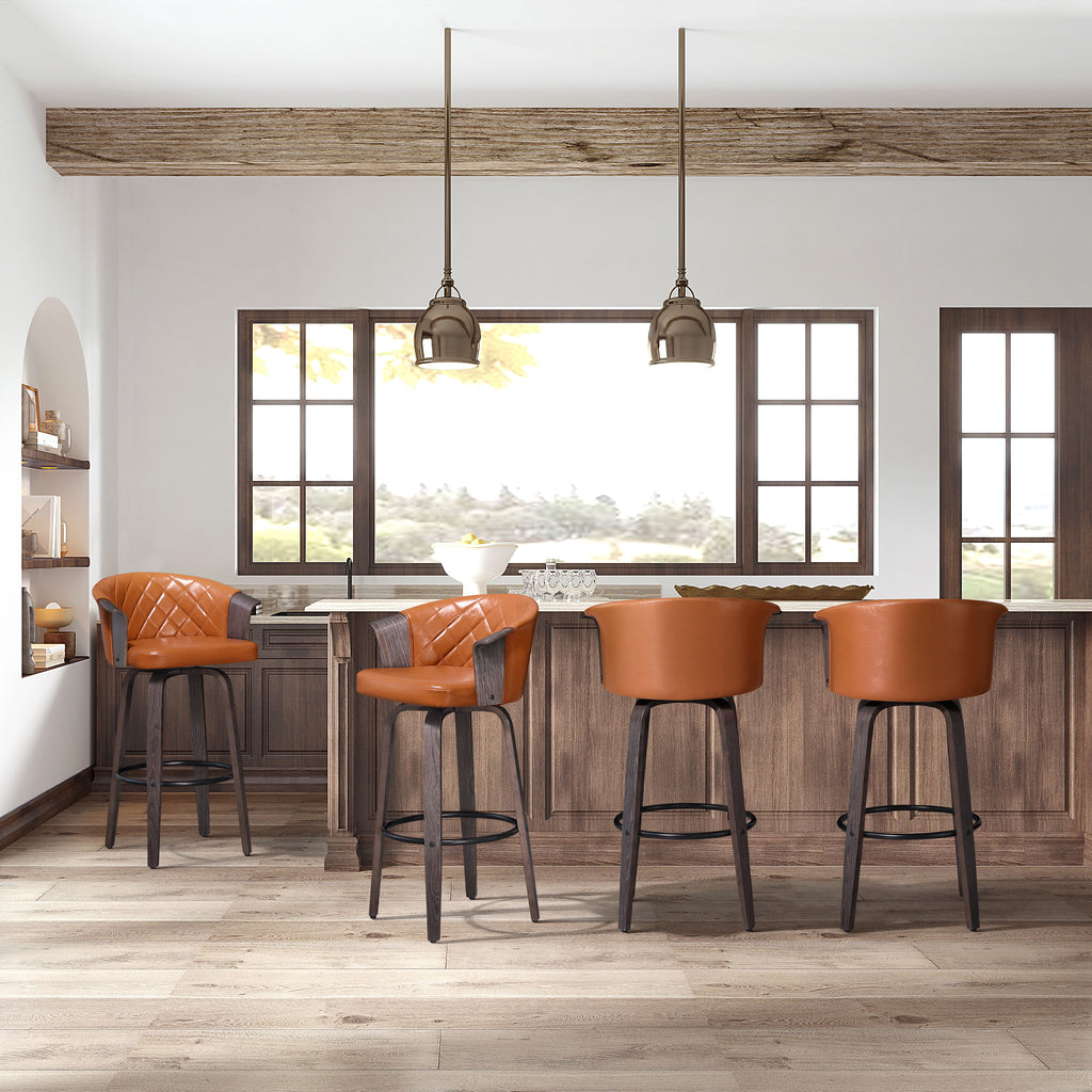Set of 2 Faux Leather Swivel Bar Stools M906620