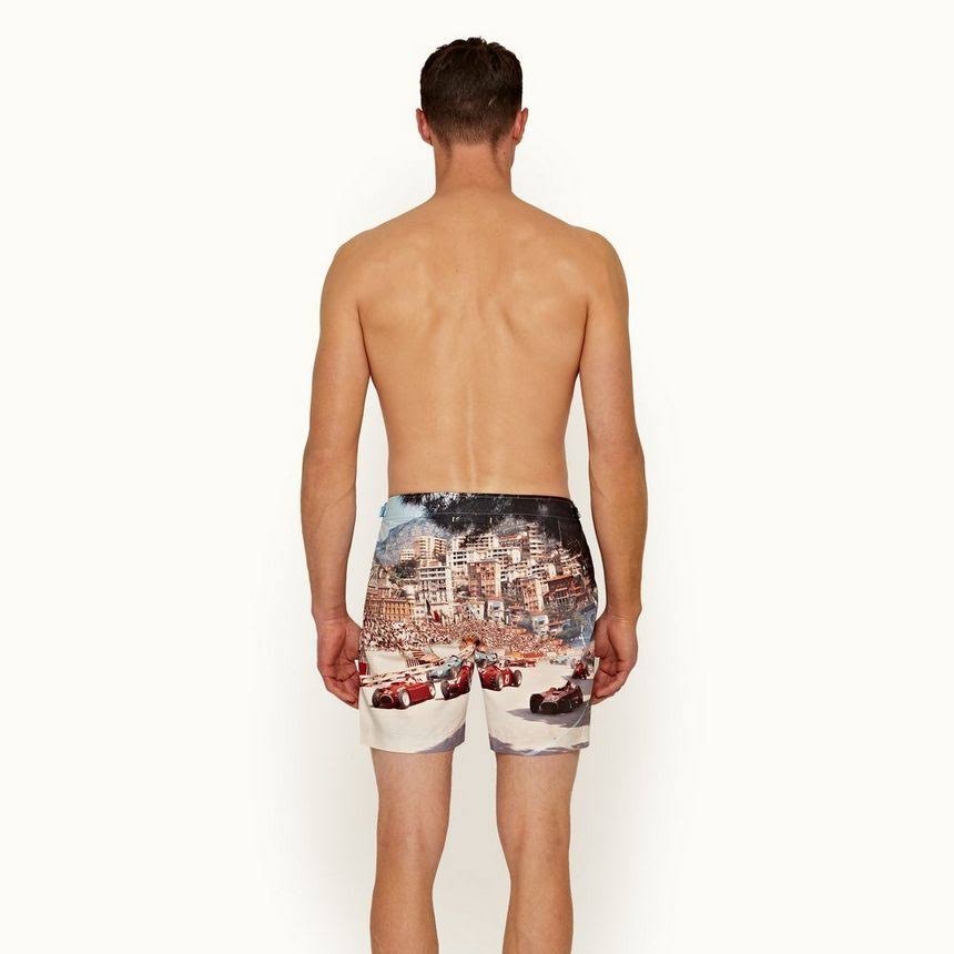 Blue Photographic Swim Trunks V486