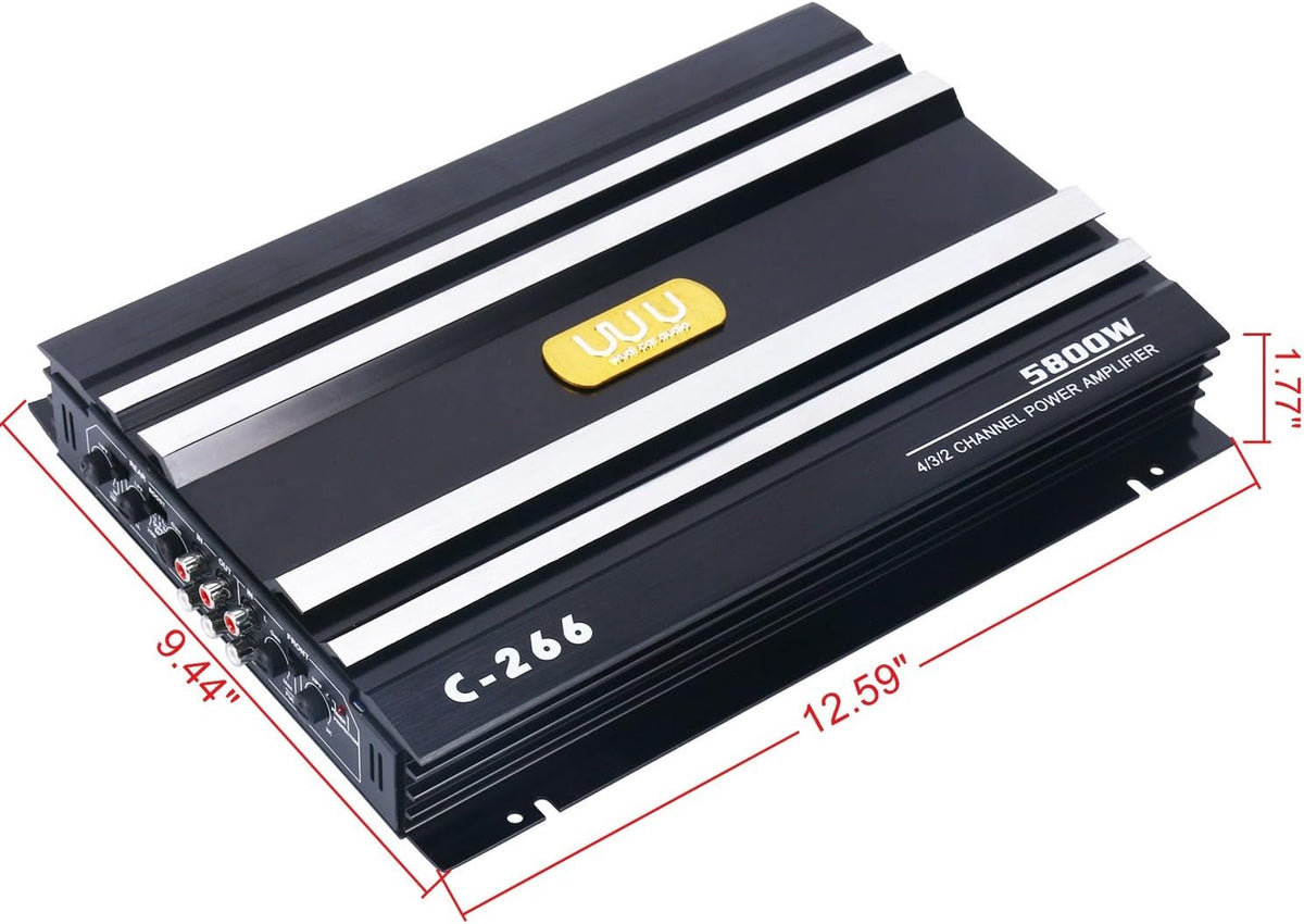 Car 4 Channel Power Amplifier Stereo Audio Amp 12V Pack of 2 C258145
