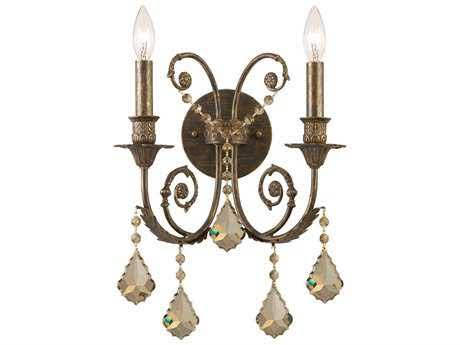 2 Light Clear Crystal Silver Sconce O243557