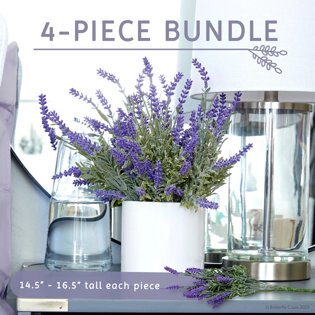 Artificial Lavender 4-Piece Bundle Faux Silk Plants D77760
