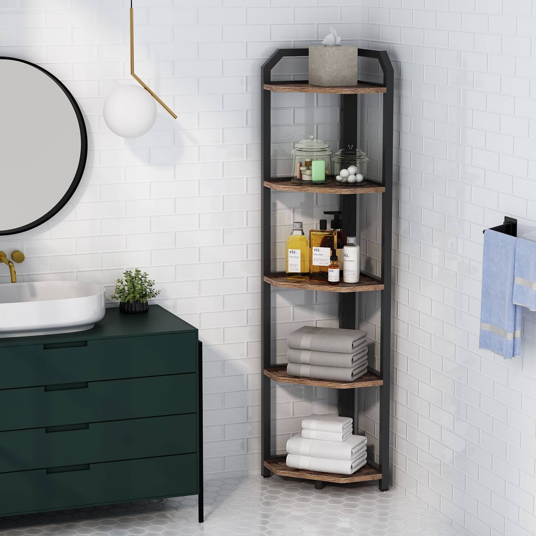 Brown 5 Tier Corner Bookshelf H56355