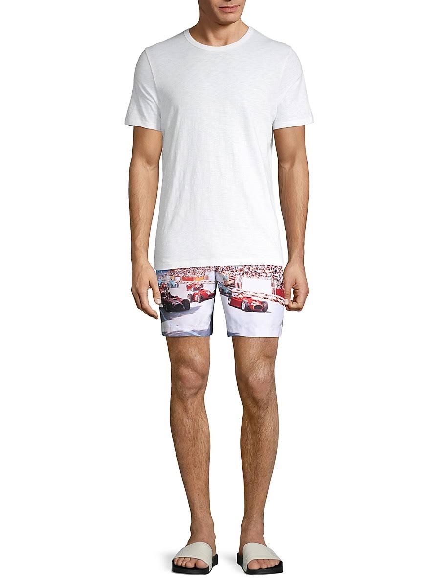 Blue Photographic Swim Trunks V486