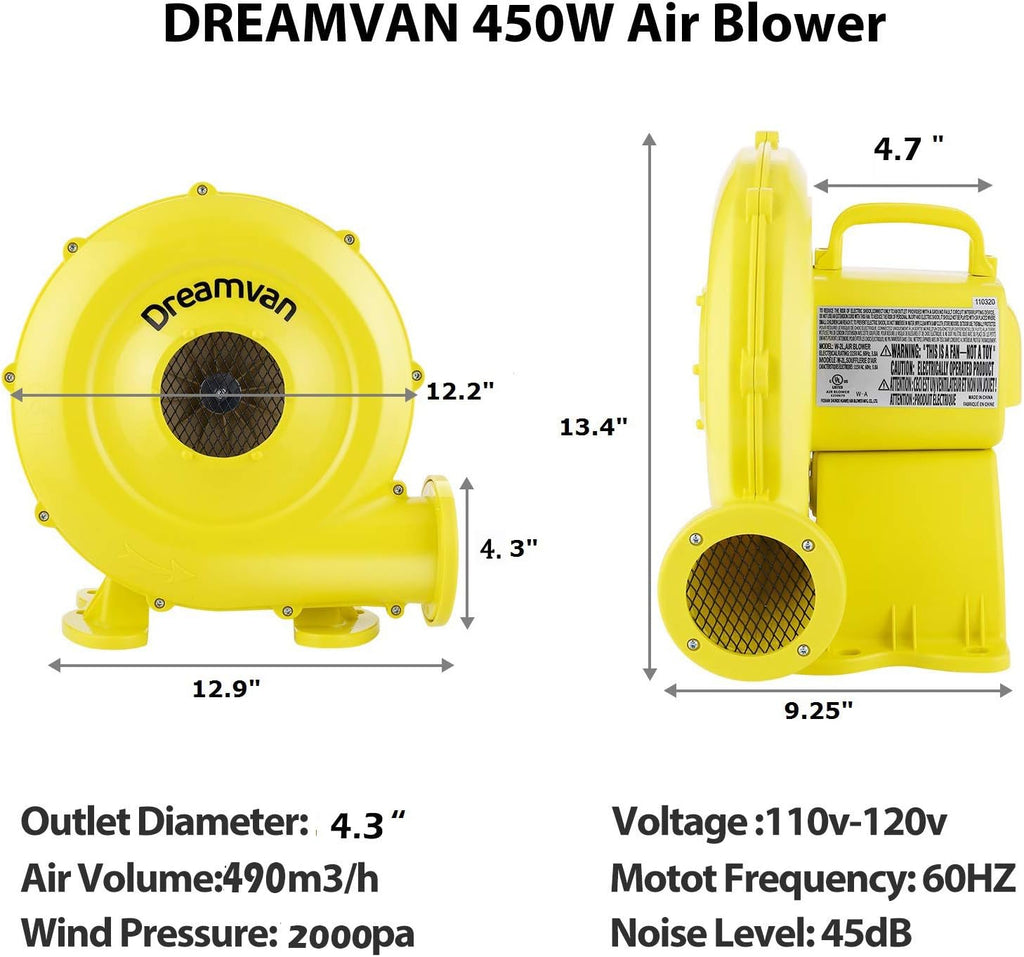 Yellow Commercial Inflatable Blower 750W 1HP G6575