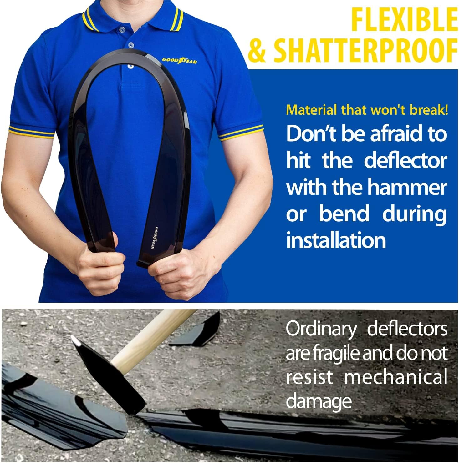 4 pcs Shatterproof Tape-on Window Deflectors R75734