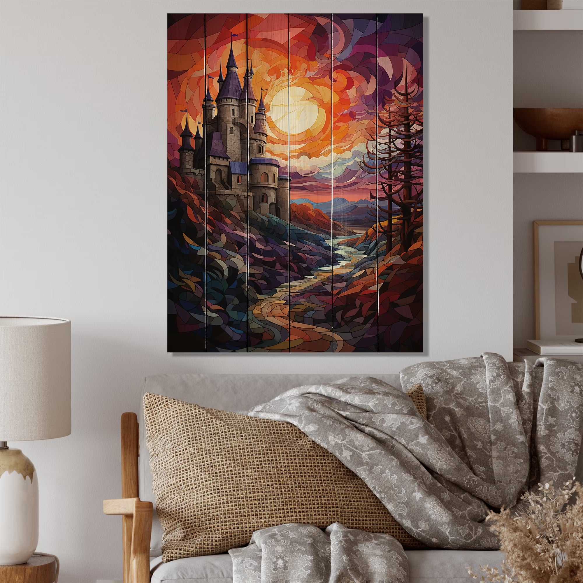 Natural Pine Wood Cityscapes Print Z755326