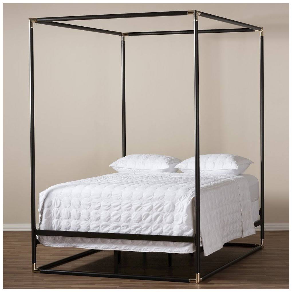 Black Queen Metal Canopy Bed E366964