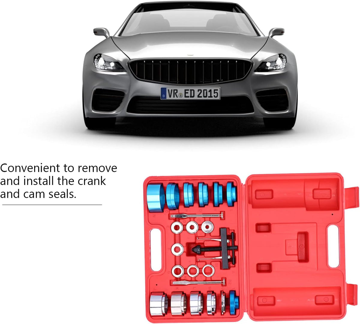 Crankshaft Seal Installer Kit, Crankshaft Camshaft Oil Seal Removal Installation Puller Adapters Kit, Pack of 2 I19837