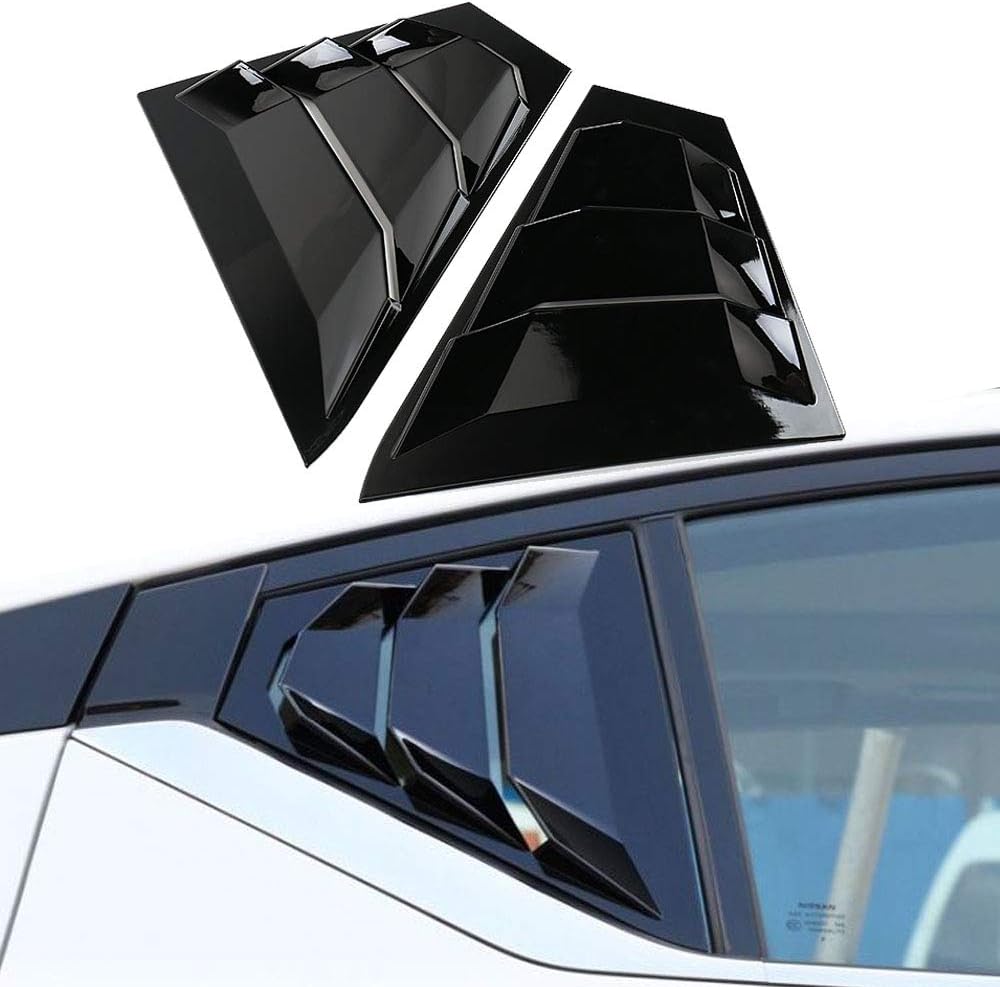 Racing Style Rear Side Window Louvers Air Vent Scoop Cover Blinds Carbon Fiber Black R79175