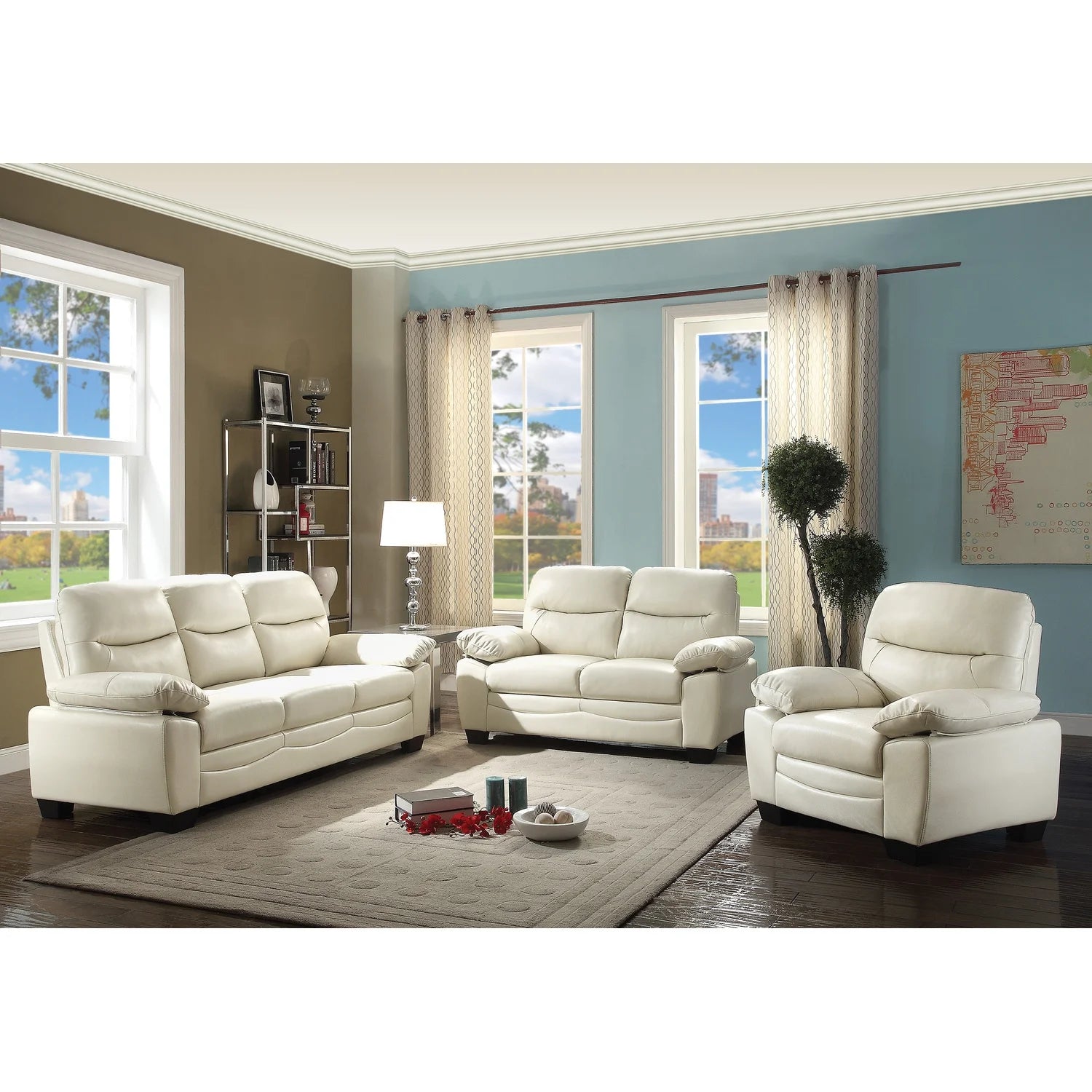 Pearl Faux Leather Straight Sofa H2443