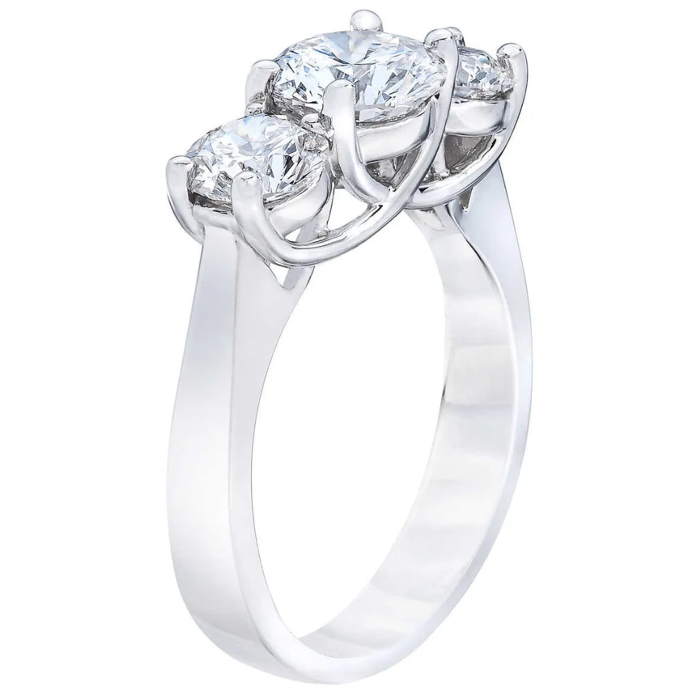 14k White Gold Three Stone Engagement Ring Q59013