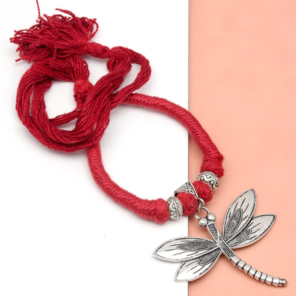 925 Silver Butterfly Macrame Necklace 20 in D8334