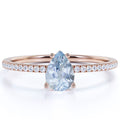 1 Carat Pear Shaped Aquamarine Promise Ring in 18k Rose Gold over Silver Y7598