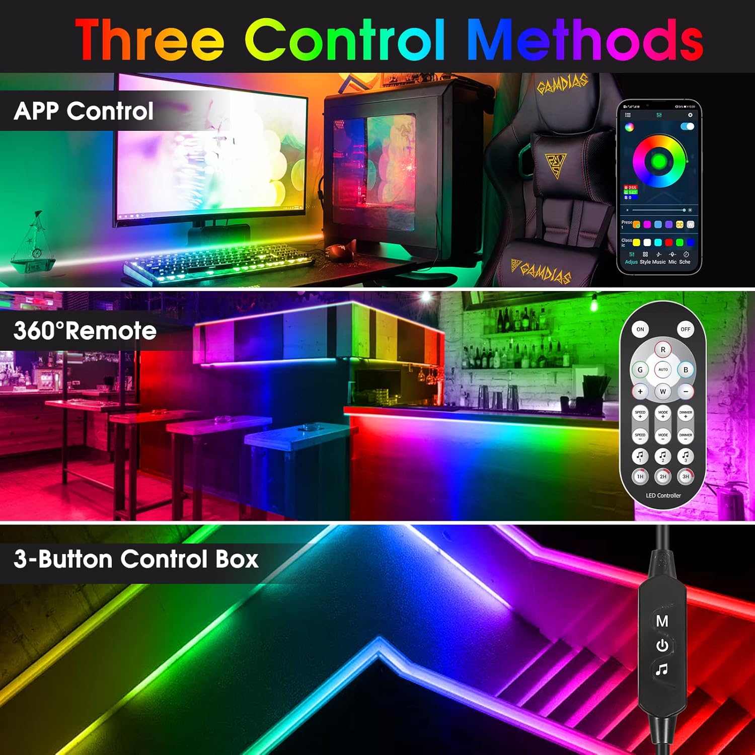 LED Strip Lights RGBIC 65.6Ft with Remote & 24V Adapter, Pack of 2 D6948