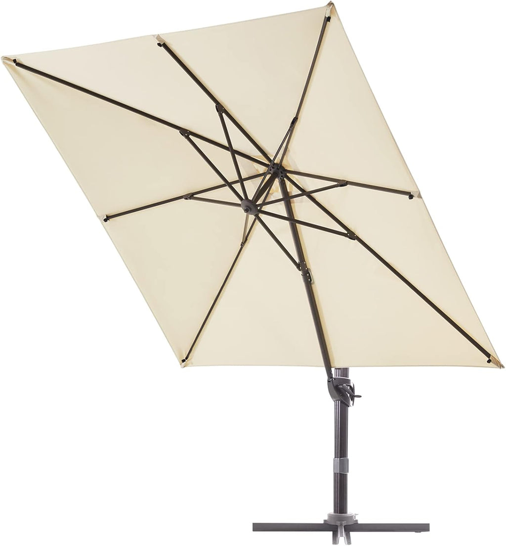Beige 9x9 ft. Square Aluminum Cantilever Patio Umbrella U43324