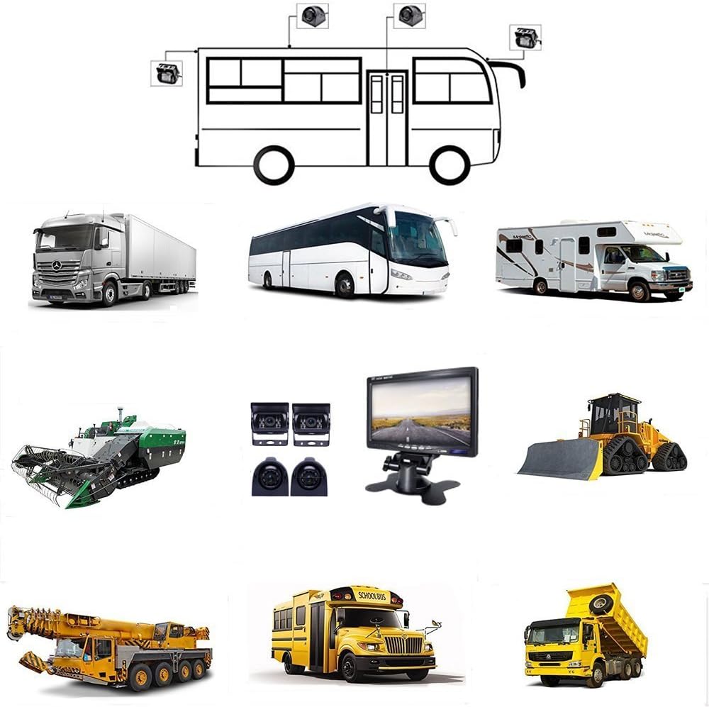 7 inch 4-Split Monitor Rear View Camera Kit with IP67 Waterproof Night Vision Car Camera L898141