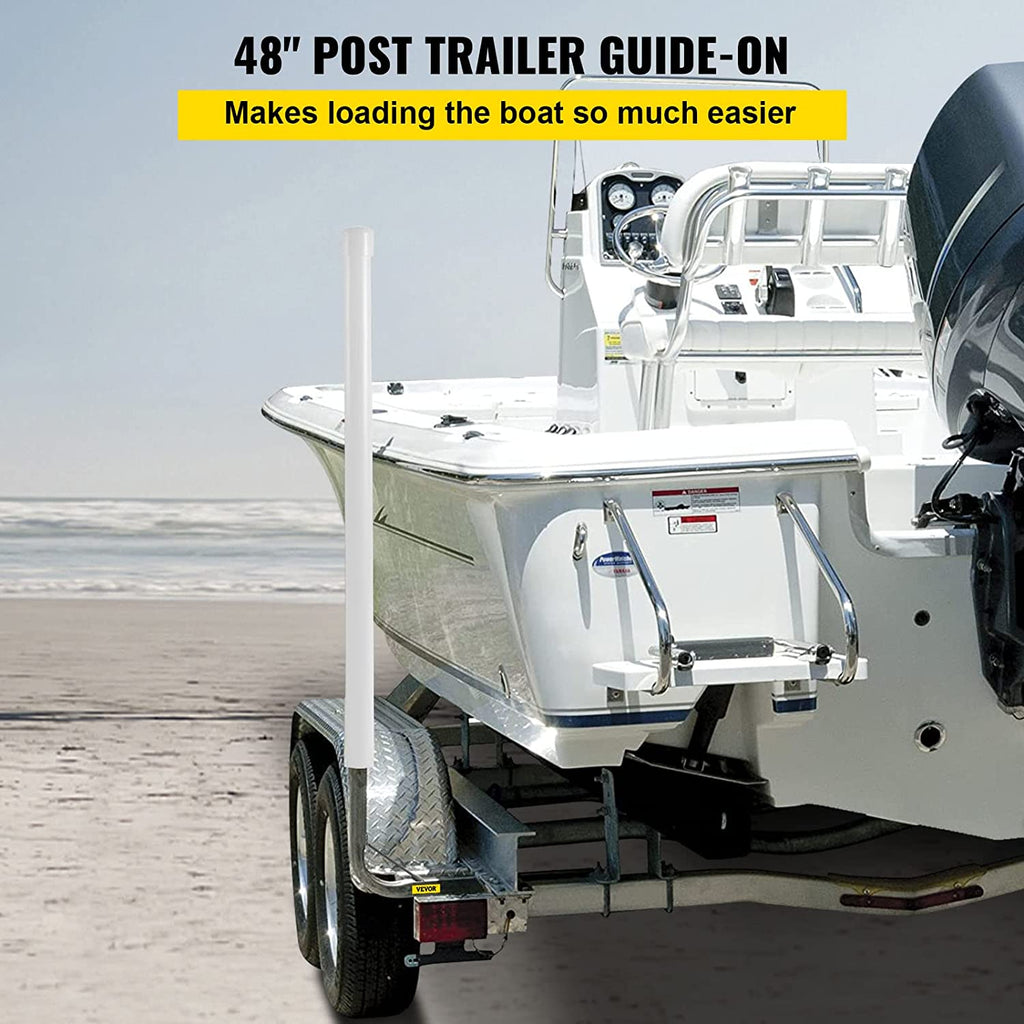 48 in. Steel Boat Trailer Guide-on with White PVC Tube Covers W22074