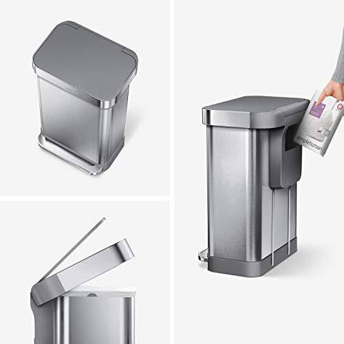 Brushed Stainless Steel Kitchen Step Trash Can T41347