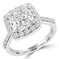 14K White Gold Cushion Cut Diamond Engagement Ring I8040