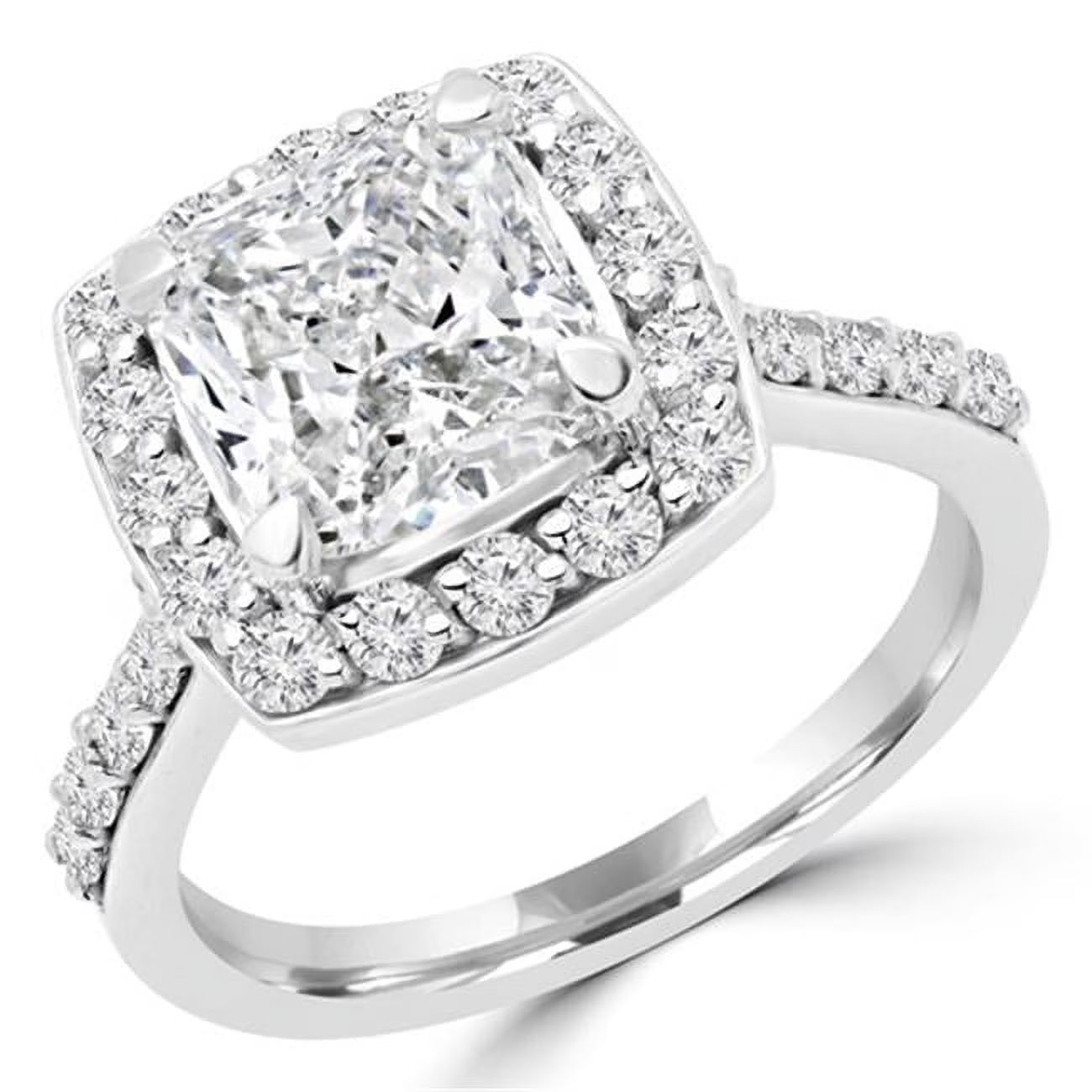 14K White Gold Cushion Cut Diamond Engagement Ring I8040