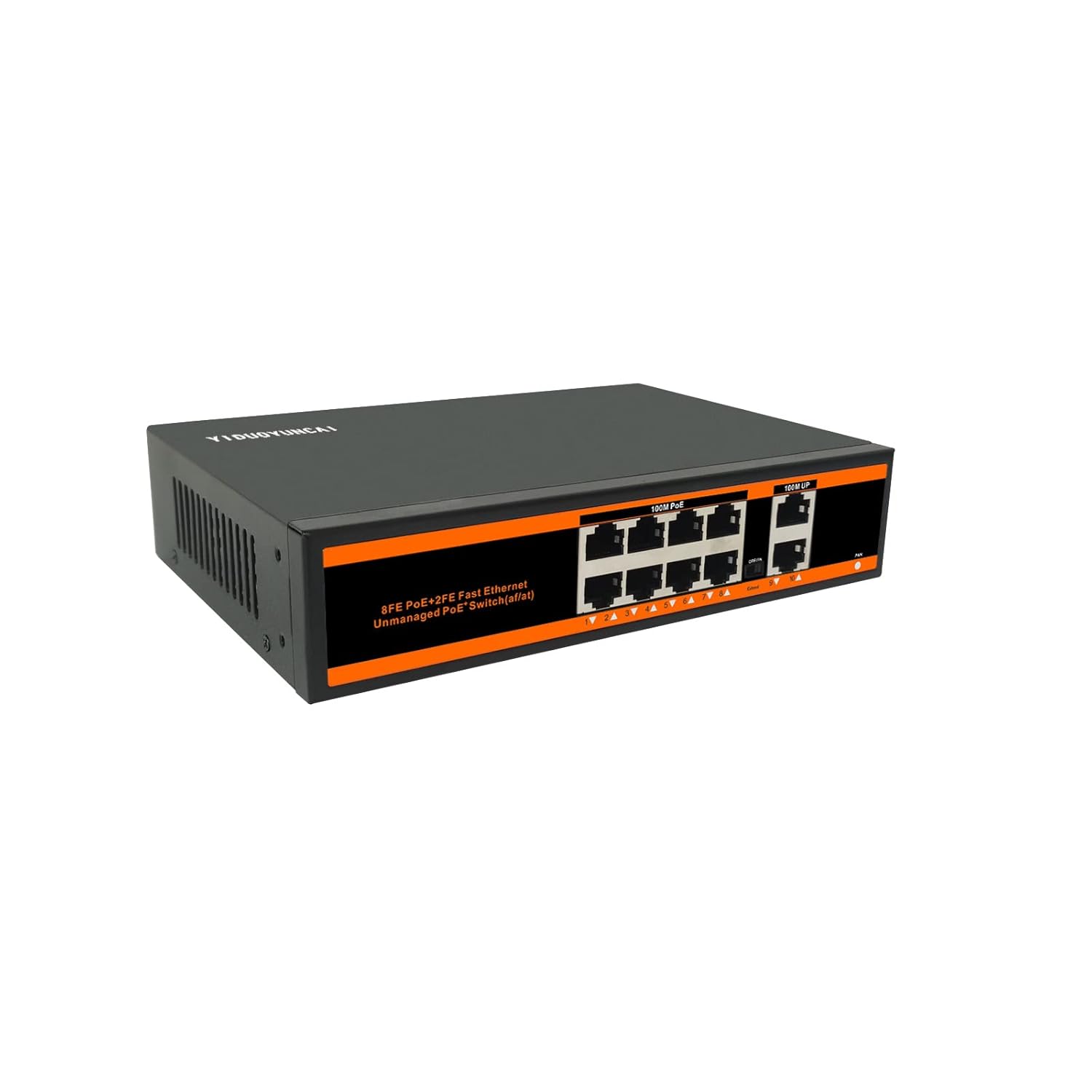 10 Ports Ethernet PoE Switch, 8 PoE Ports + 2 Uplink Ports, 150W, Metal Fanless, Unmanaged, Pack of 2 Q39882