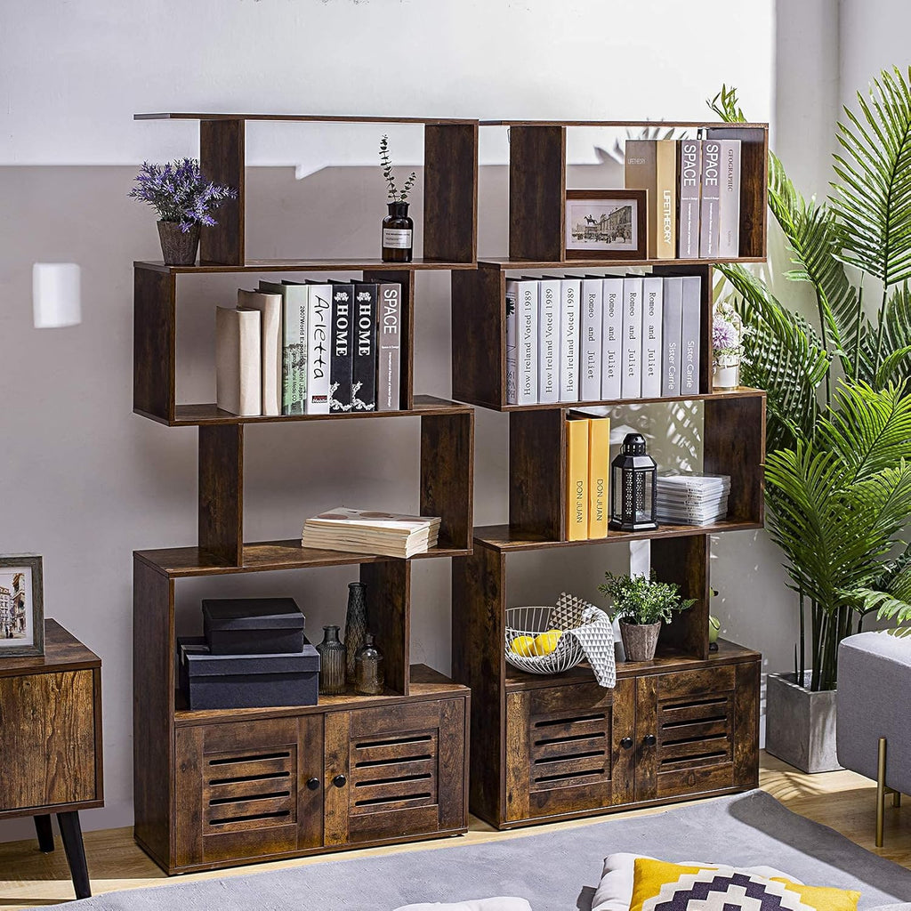 5-Tier Wooden Bookcase with Doors L392001