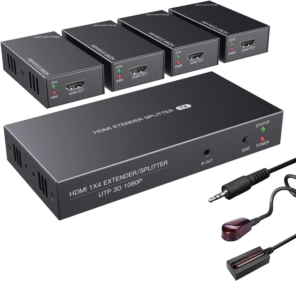 HDMI Extender Splitter 1080P 2 Way 50m Over Ethernet with IR Return O83129