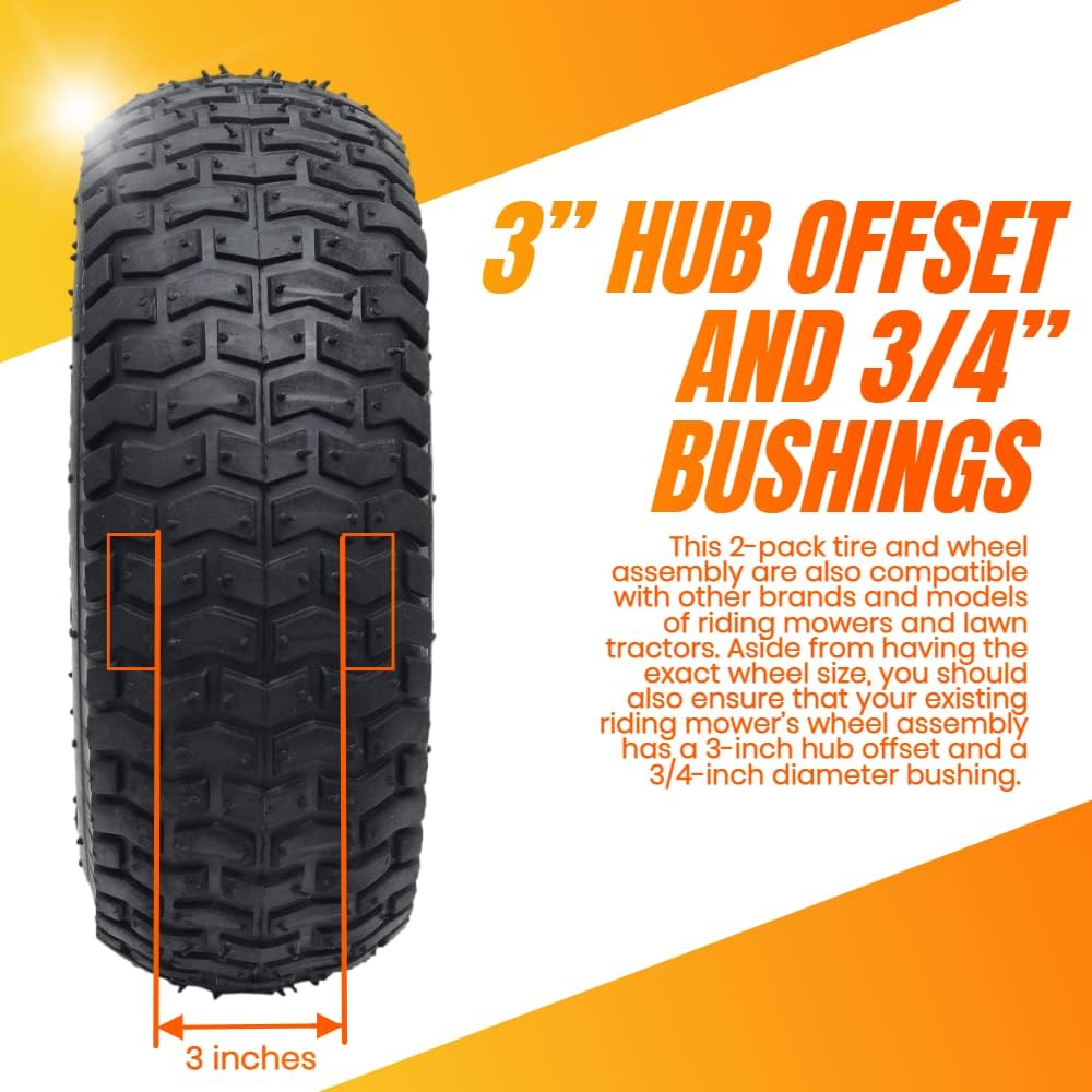 (2 Pack) 15" x 6.00-6" Front Tire and Wheel Assemblies Q900440