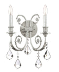 2 Light Clear Crystal Silver Sconce O243557