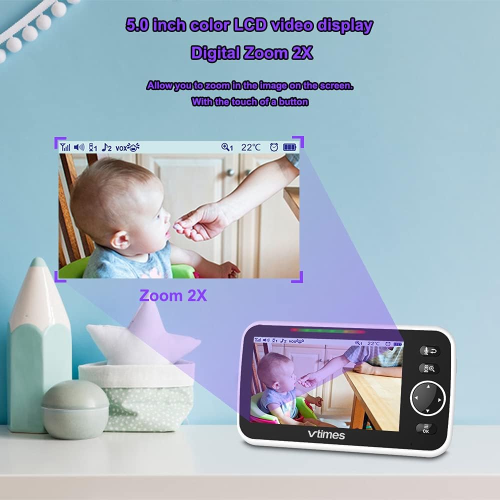 5 LCD Screen Video Baby Monitor with Camera and Audio Z60522