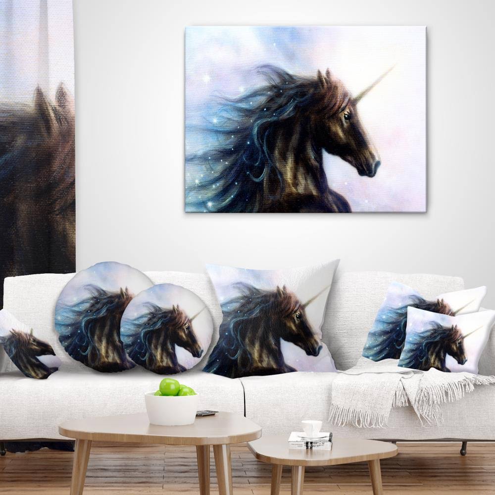 Black Unicorn Animal Canvas Art Print L9553