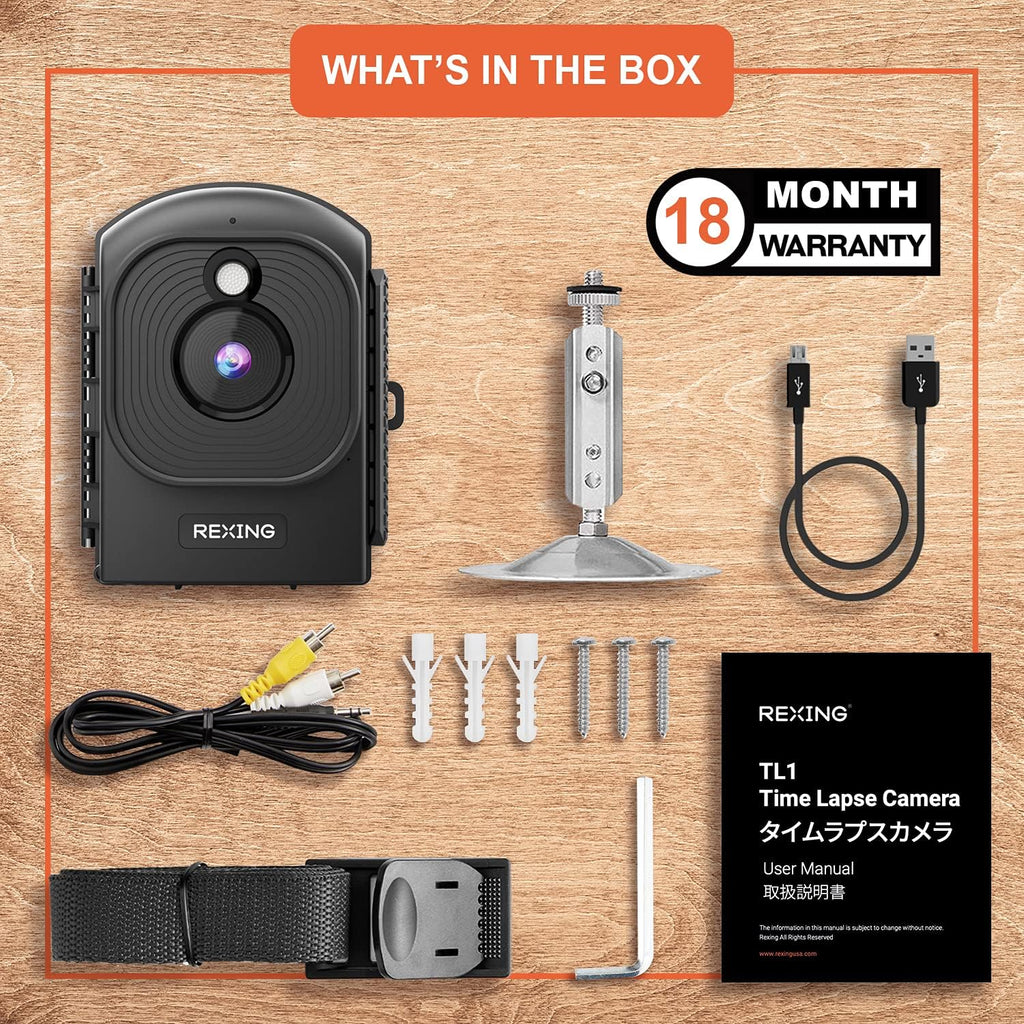Time-Lapse Camera 2.4” LCD 1920x1080 Full HD Video 110° Wide-Angle Lens 6 Month Battery Life 2W White LED Loop Recording Storage up to 512GB D2779