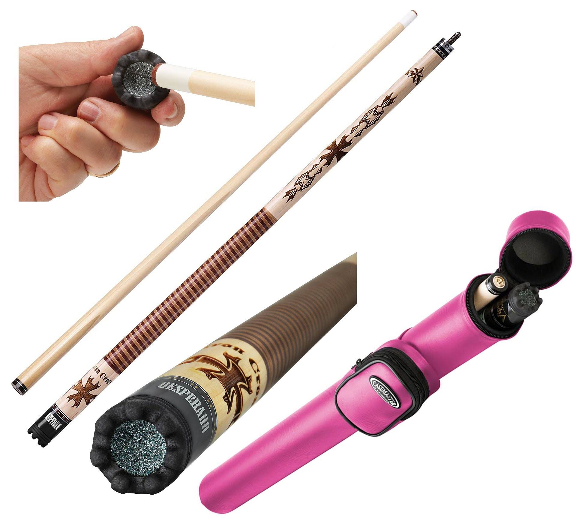 Iron Cross Billiard Pool Cue with Pink Cue Case B10018