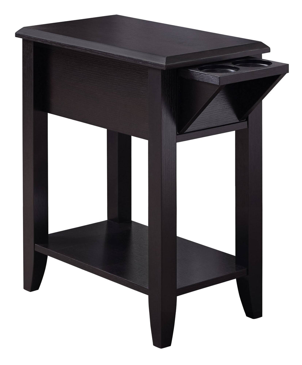 Cappuccino Accent Table with Glass Holder V3017