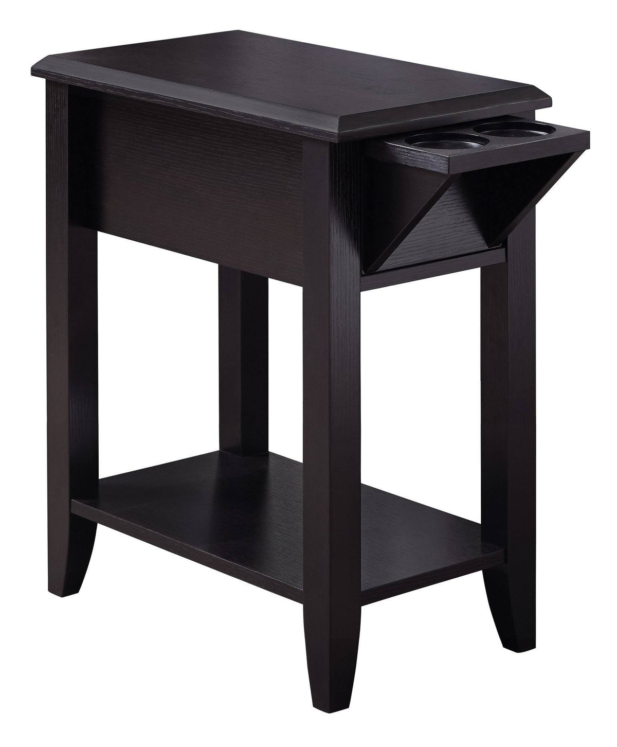 Cappuccino Accent Table with Glass Holder V3017