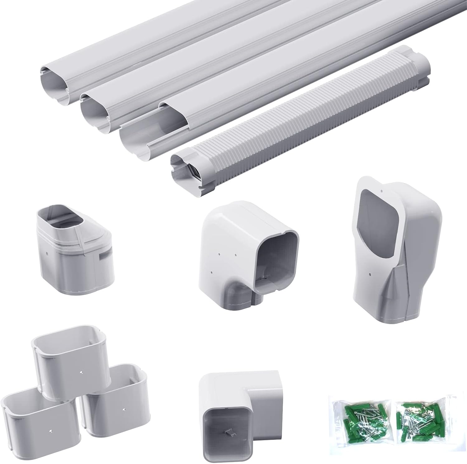 3" White PVC Line Set Cover Kit, 13.3 FT, Pack of 2 T667