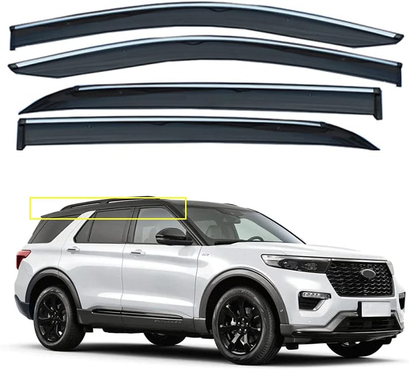 Smoke Tinted Tape-On Side Window Deflectors Rain Guards 4-Piece Set C287355