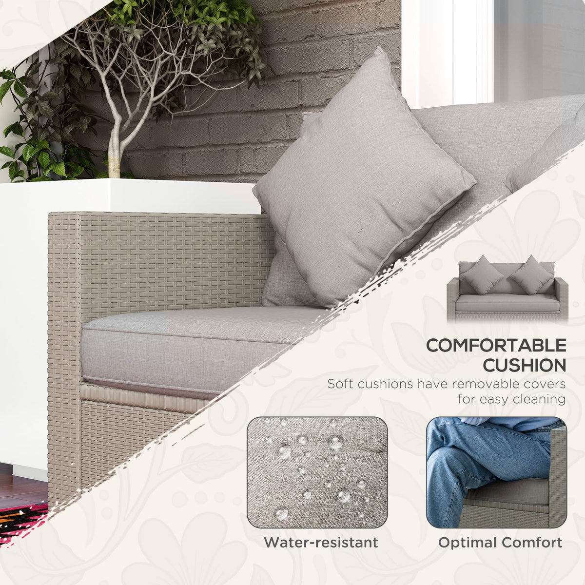 Gray Padded Outdoor Loveseat Sofa T466