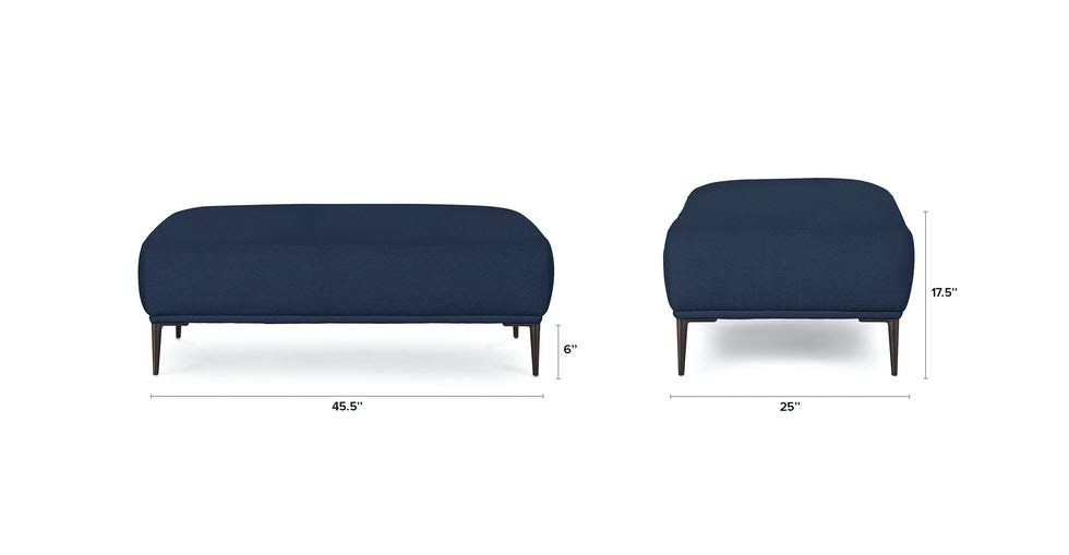 Blue Fabric Ottoman with Black Metal Legs W886