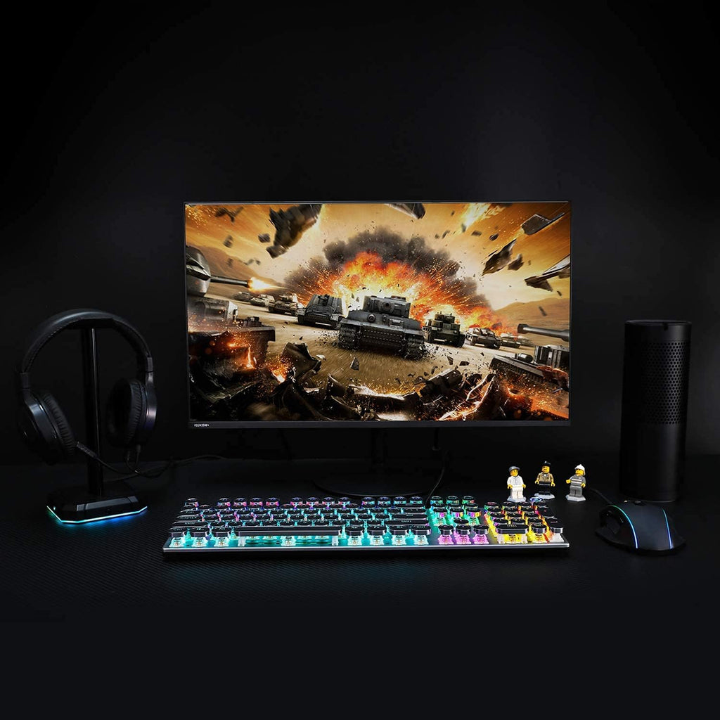 Retro Mechanical Gaming Keyboard, 104 Keys, RGB Rainbow Backlit, USB Wired, Blue Switch O42655