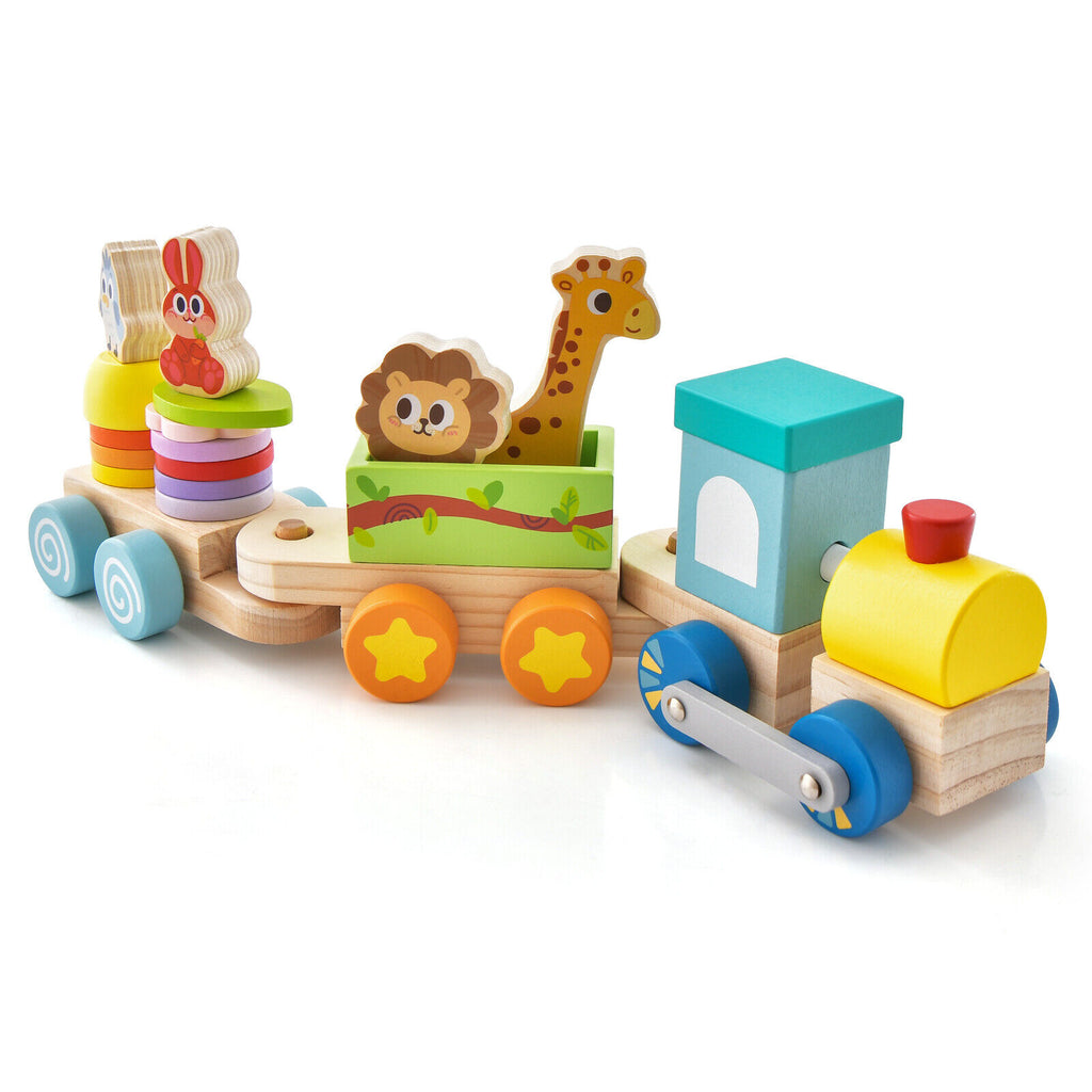 Wooden Stackable Train Set with Animal Toys & Locomotive Q25156