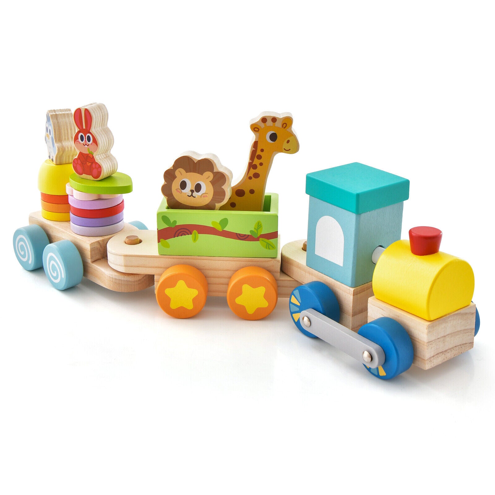 Wooden Stackable Train Set with Animal Toys & Locomotive Q25156