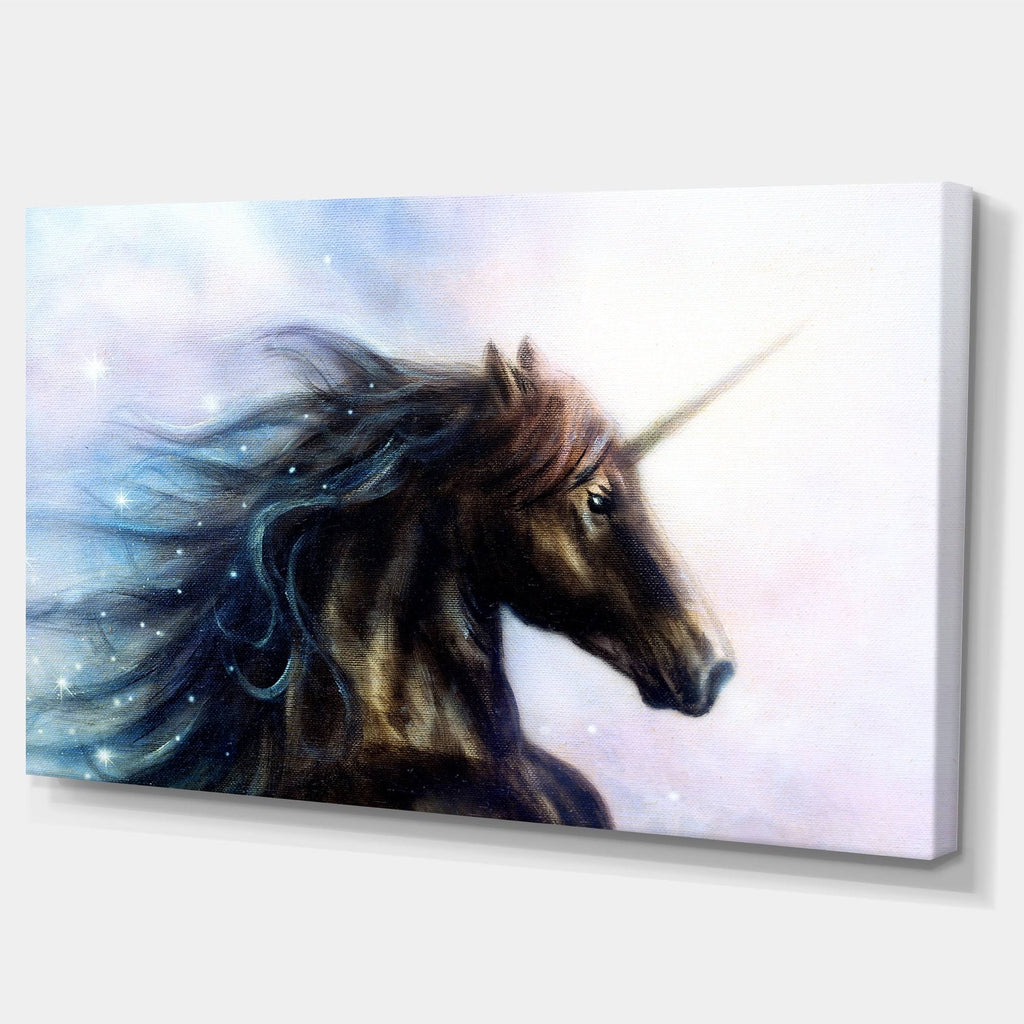 Black Unicorn Animal Canvas Art Print L9553